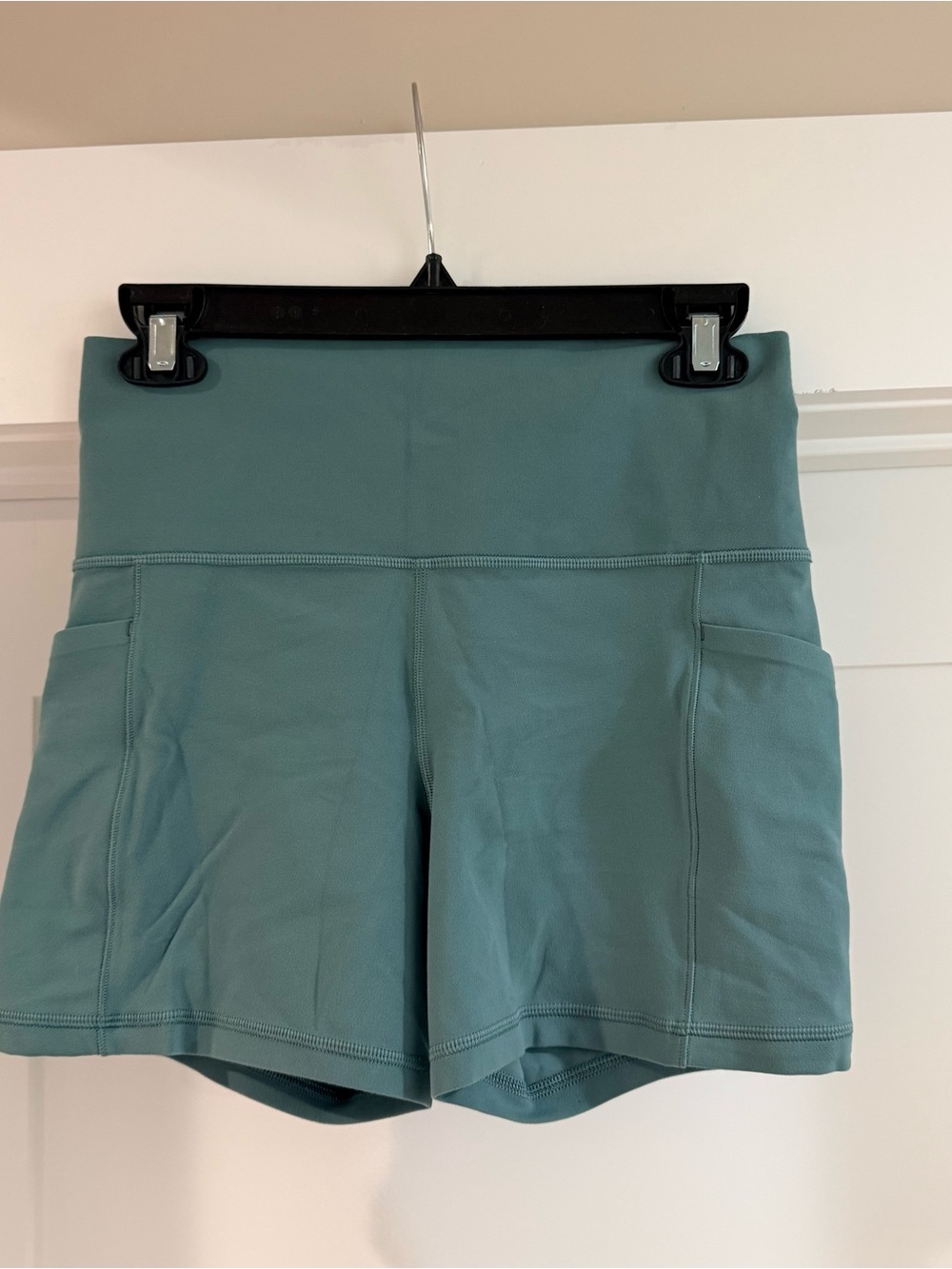 Athleta Teal High-Waist Athletic Shorts with Side Pockets